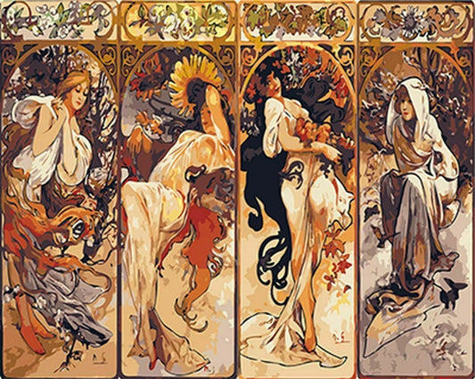 Four Seasons By Alphonse Mucha DIY Paint By Numbers Kit